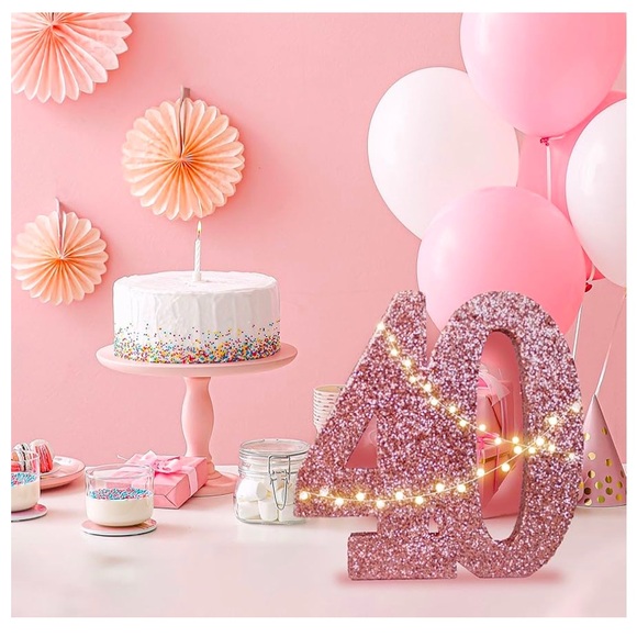 Pink 40th birthday sash and centerpiece decor - Picture 4 of 6